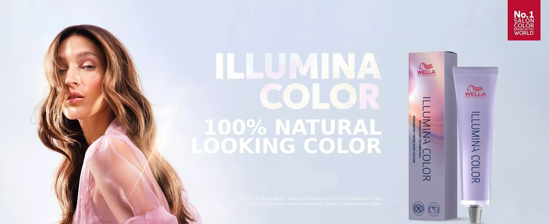 Una modella castana su sfondo verde e una modella bionda su sfondo rosa, per rappresentare il Color Blocking by Wella Professionals.